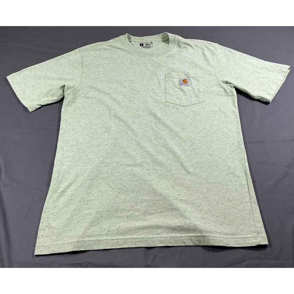 Carhartt Mens Loose Fit Heavyweight Pocket T-Shirt Green Speckled Heather Medium